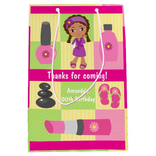 Girl Spa Birthday Party Guest Favor Medium Cadeauzakje (Voorkant)