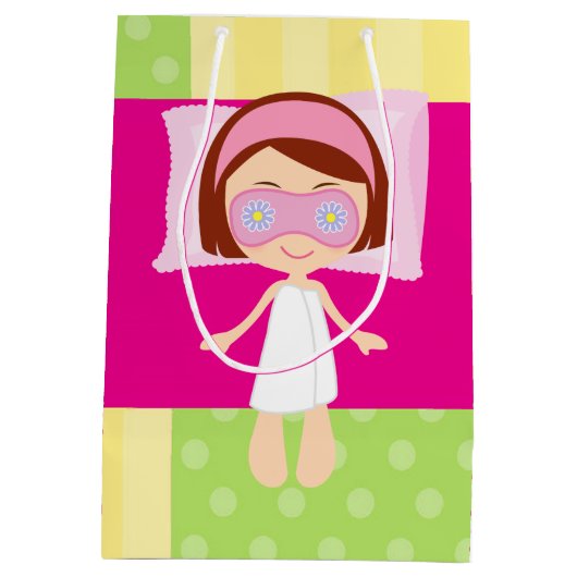 Girl Spa Birthday Party Guest Favor Medium Cadeauzakje (Achterkant)