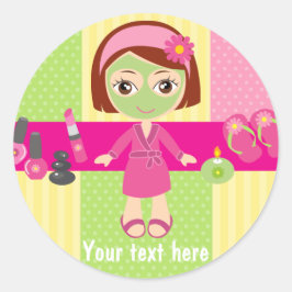 Girl Spa Birthday Party Guest Favor Ronde Sticker