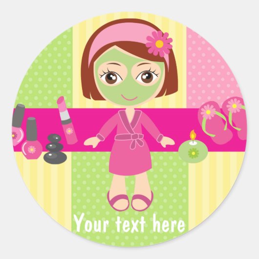 Girl Spa Birthday Party Guest Favor Ronde Sticker (Voorkant)