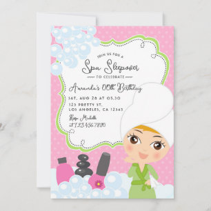 Girl Spa Birthday Party uitnodiging