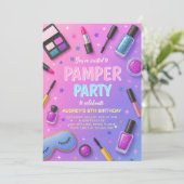 Girl Spa Pamper Party Birthday Invitation Kaart (Staand voorkant)