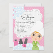 Girl Spa Sleepover Birthday Party Invitation Kaart (Voorkant)