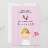 Girl Spa Sleepover Birthday Party Invitation Kaart (Achterkant)