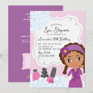 Girl Spa Sleepover Birthday Party Invitation Kaart