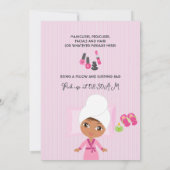 Girl Spa Sleepover Birthday Party Invitation Kaart (Achterkant)