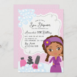 Girl Spa Sleepover Birthday Party Invitation Kaart