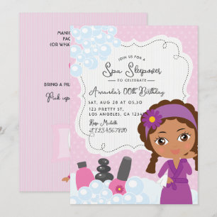 Girl Spa Sleepover Birthday Party Invitation Kaart