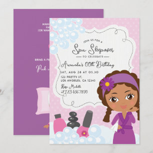 Girl Spa Sleepover Birthday Party Invitation Kaart