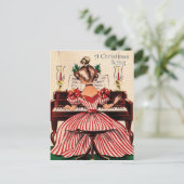 Girl speelt kerstliedje op piano,  briefkaart (Staand voorkant)
