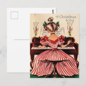 Girl speelt kerstliedje op piano,  briefkaart (Voorkant / Achterkant)