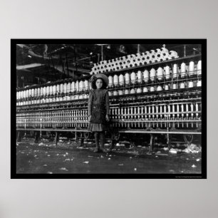 Girl Spinner in a Cotton Mill in Roanoke, VA 1911 Poster