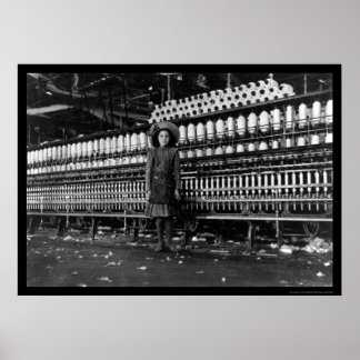 Girl Spinner in a Cotton Mill in Roanoke, VA 1911 Poster