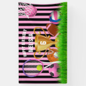 Girl Sports Pink Theme Birthday Banner (Verticaal)