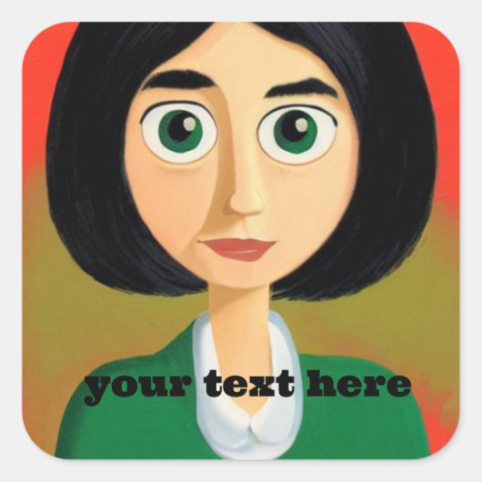 Girl Square Sticker (Voorkant)