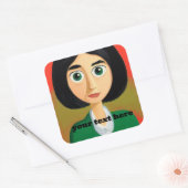 Girl Square Sticker (Envelop)