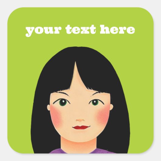 Girl Square Sticker (Voorkant)