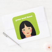 Girl Square Sticker (Envelop)