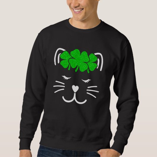 Girl St Patricks Cute St Patricks Day Cat St Patri Trui (Voorkant)