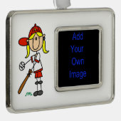 Girl Stick Figuur Baseball bij Bat Framed Ornament (Rechts)