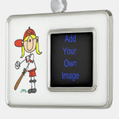 Girl Stick Figuur Baseball bij Bat Framed Ornament (Links)