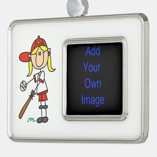 Girl Stick Figuur Baseball bij Bat Framed Ornament (Links)