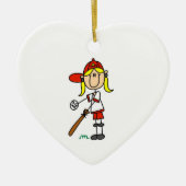 Girl Stick Figuur Baseball bij Bat Keramisch Ornament (Voorkant)