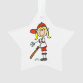 Girl Stick Figuur Baseball bij Bat Ornament (voorkant)