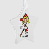 Girl Stick Figuur Baseball bij Bat Ornament (voorkant)