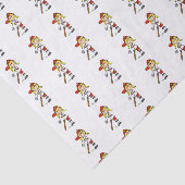 Girl Stick Figuur Baseball bij Bat Tissuepapier (Detail)