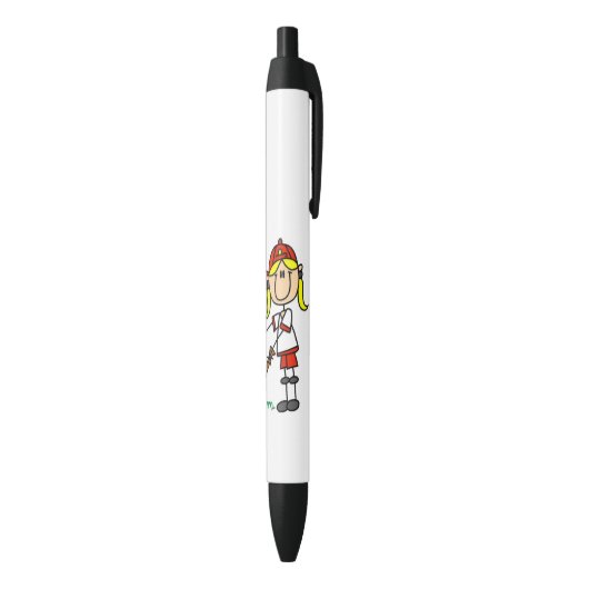 Girl Stick Figuur Baseball Up bij Bat Pen (Achterkant (Verticaal))