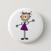 Girl Stick Figuur Button (Voorkant)