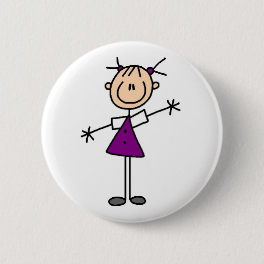 Girl Stick Figuur Button (Voorkant)