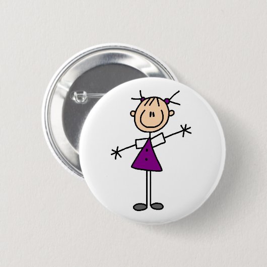 Girl Stick Figuur Button (Voorkant /achterkant)