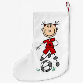 Girl Stick Figuur Soccer Red Uniform Stocking Kleine Kerstsok (Achterkant)