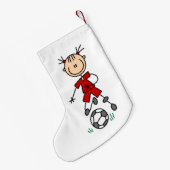 Girl Stick Figuur Soccer Red Uniform Stocking Kleine Kerstsok (Achterkant (Hangend))
