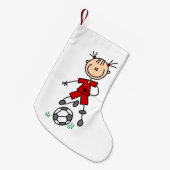 Girl Stick Figuur Soccer Red Uniform Stocking Kleine Kerstsok (Voorkant (Hangend))