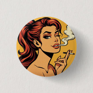 Girl Stoner | Comic book pop art | Smoking lovers Ronde Button 3,2 Cm