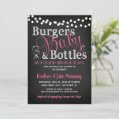 Girl Stripe Krijtbord BBQ Baby shower Kaart (Staand voorkant)