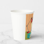 Girl Studying at Desk Doing Homework Papieren Bekers (Rechts)