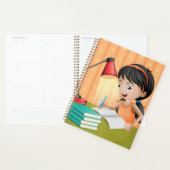Girl Studying at Desk Doing Homework Planner (Display)