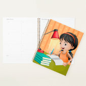Girl Studying at Desk Doing Homework Planner