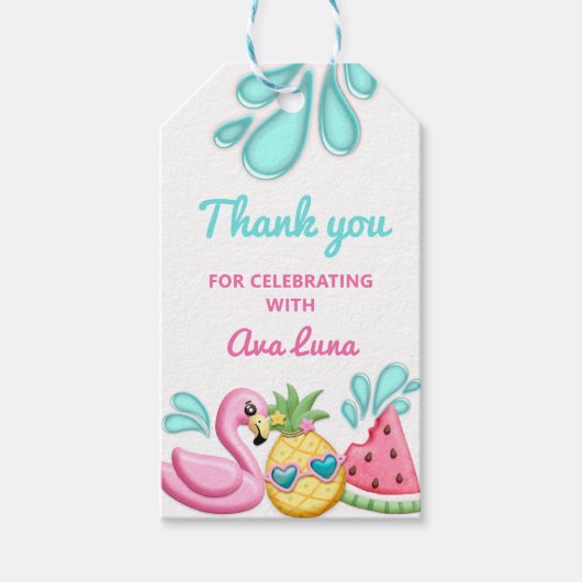 Girl Summer Beach Birthday Favor Cadeaulabel (Voorkant)