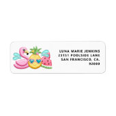 Girl Summer Beach Birthday Return Label (Voorkant)