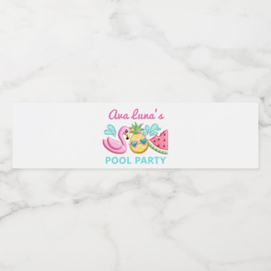 Girl Summer Beach Birthday Waterfles Etiket (Enkel label)