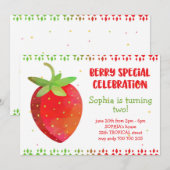 Girl Summer Birthday Berry Special aardbery Cute Kaart (Voorkant / Achterkant)