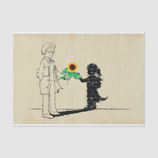 Girl Sunflower-papier Tissuepapier (Voorkant)