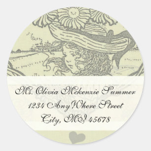 Girl Sunflower Return-adreslabel Ronde Sticker