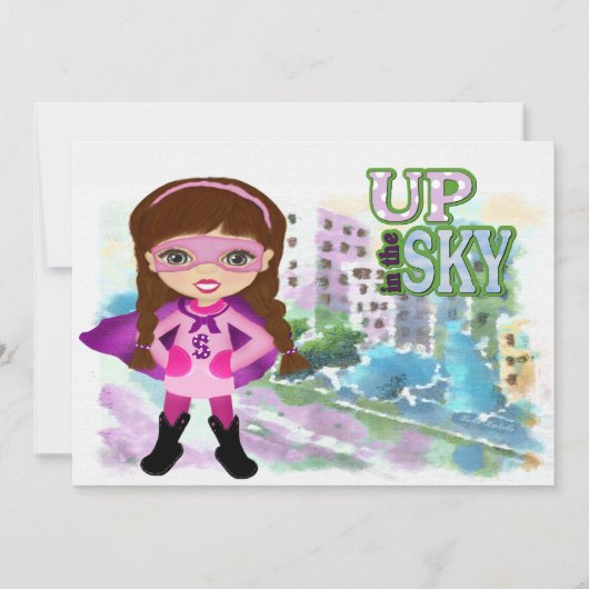 Girl Super Hero Uitnodiging (Voorkant)