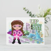 Girl Super Hero Uitnodiging (Staand voorkant)